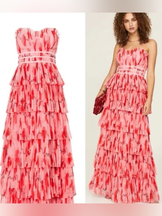 Hutch Dresses & Skirts - Hutch Monaco Strapless Pink Ruffle Tiered coquette girl evening Gown 6